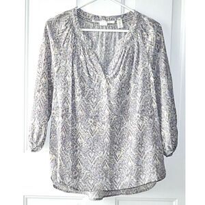 Max Studio XS Silk floral long sleeve blouse